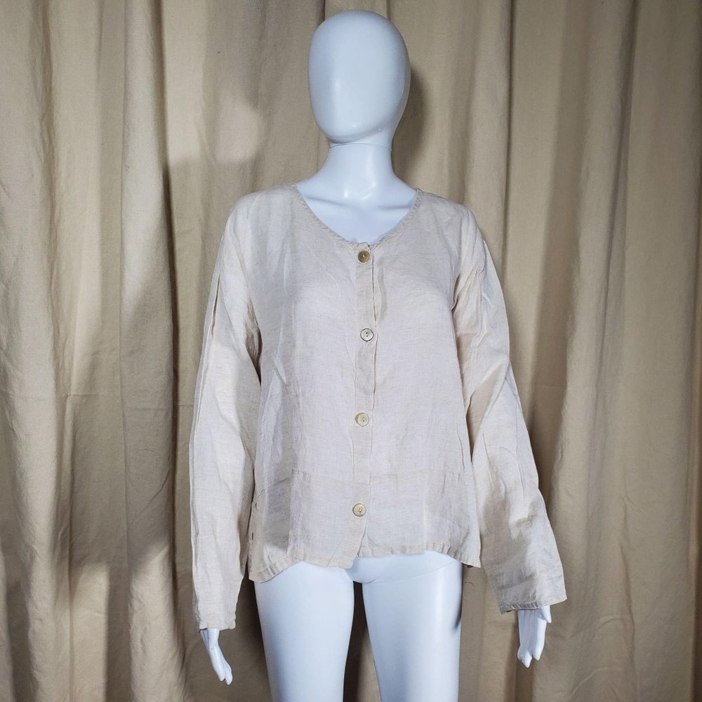 Flax linen button down top - Picture 1 of 10
